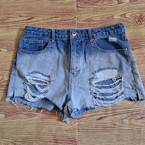 Forever 21 High Rise Jean Shorts Blue 28